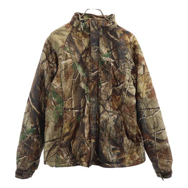 FIELD&STREAM フィールドアンドストリーム 総柄 起毛 中綿ジャケット M ベージュ系 裏ファー メンズ 古着