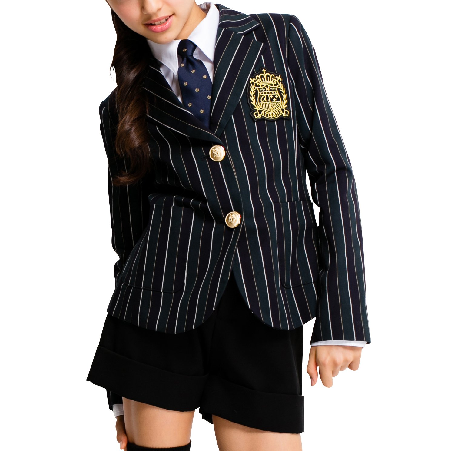 [アリサナ] 卒業式 小学生 女の子 スーツ 子供服 フォーマル (ジャケット + ショートパンツ + ワッペン の 3点 セット) ブリトニー 150cm