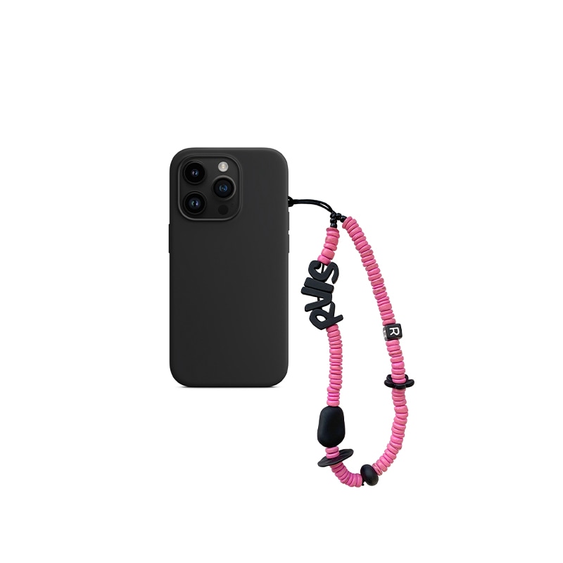 nature beads phone strap pink