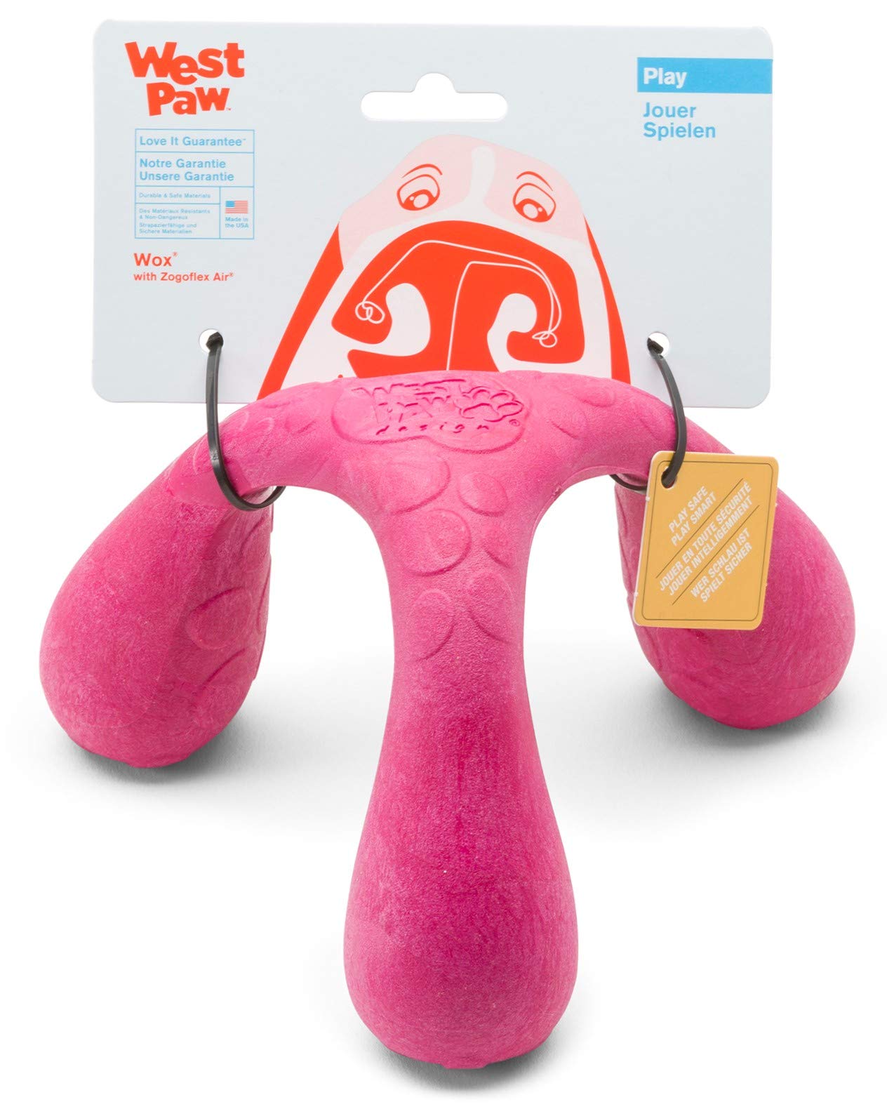 West Paw ゾゴフレックス エア ウォックスドッグトイ 犬 おもちゃ ペット用品 犬の引っ張りっこのおもちゃ 小型犬 中型犬 ダークピンク