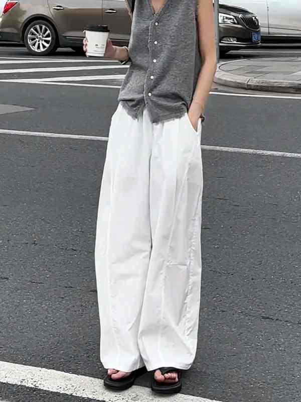 レディース ファッション オシャレ カワイイ シンプル 人カワイイ きいサイズ ハイウエスト 薄手 快適 カジュアル パンツ ストレート ロング