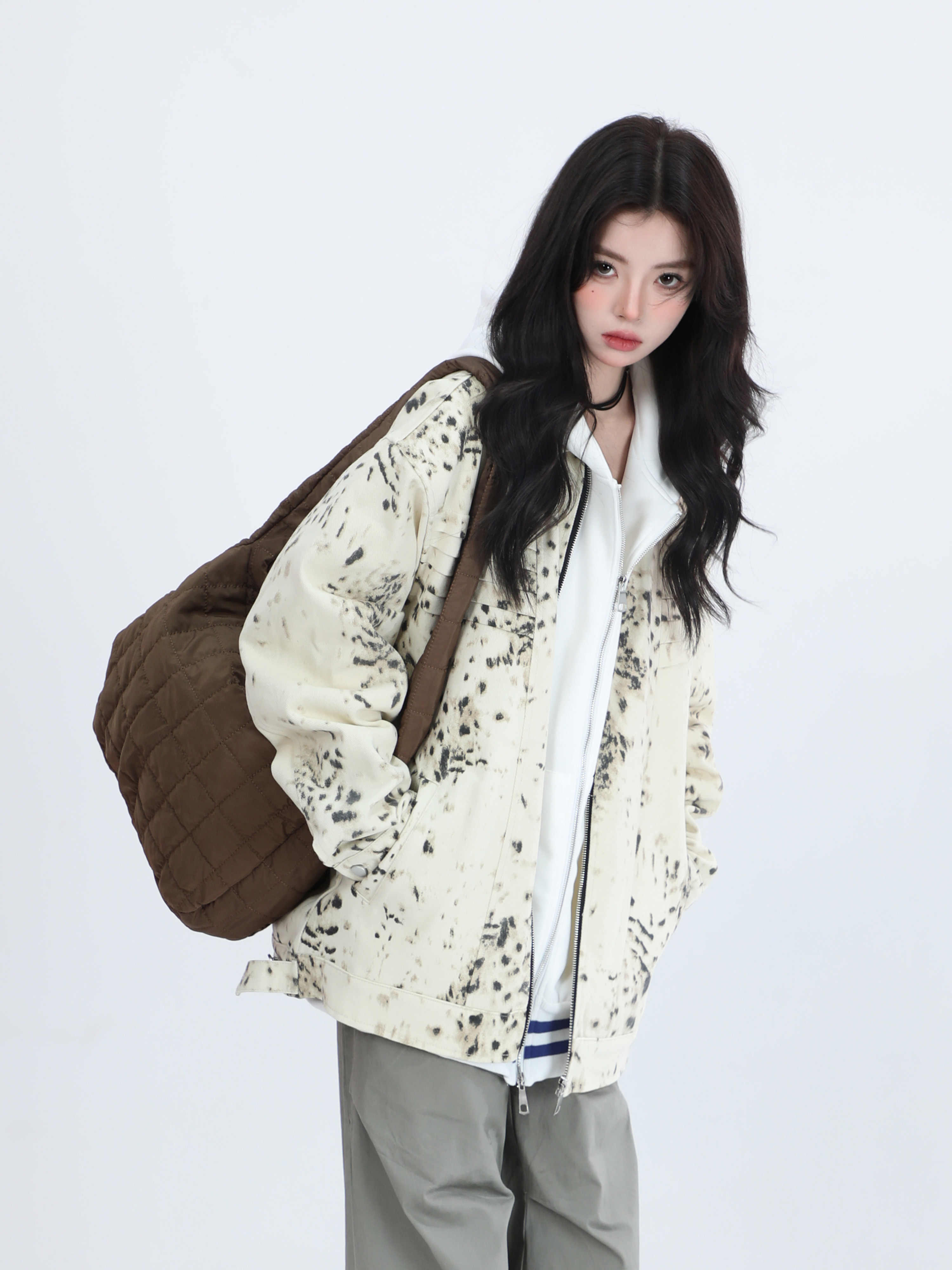 「SHANKONG」【高·品質版】【上品】2025新作 デニムジャケット アウター レトロ ゆったり 韓国ファッション レディーストップス アウター トップス セミロング トップス 27