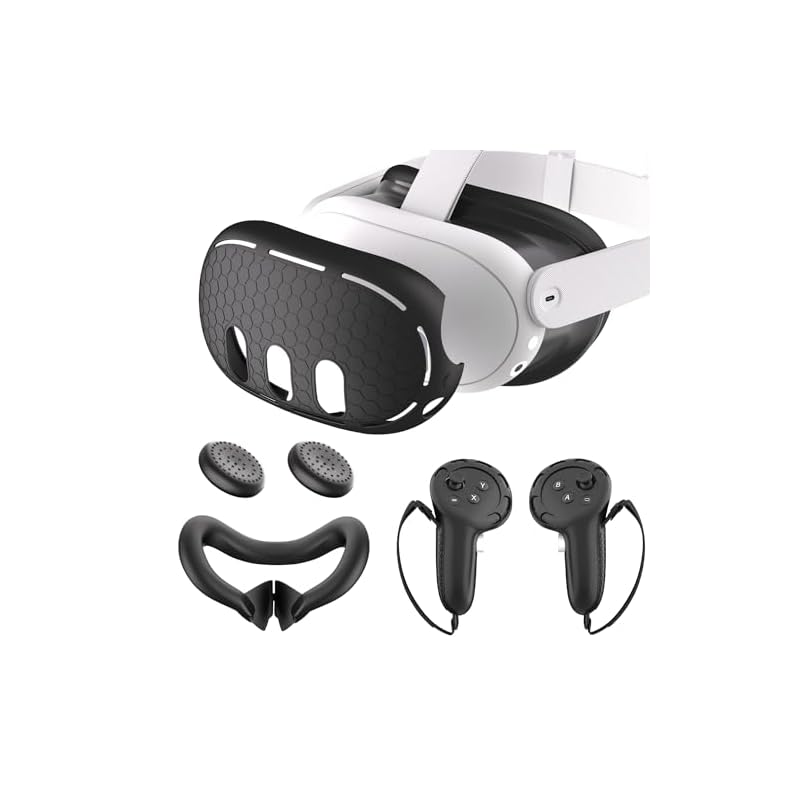 Iesooy For Quest 3アクセサリーVRフェイスカバー/VRシェルカバー/コントローラーグリップカバー付きQuest 3専用アクセサリー【4個】VRゴーグル