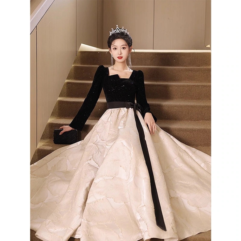 イブニングドレススカート女性用2024年美術試験成人式司会者宴会