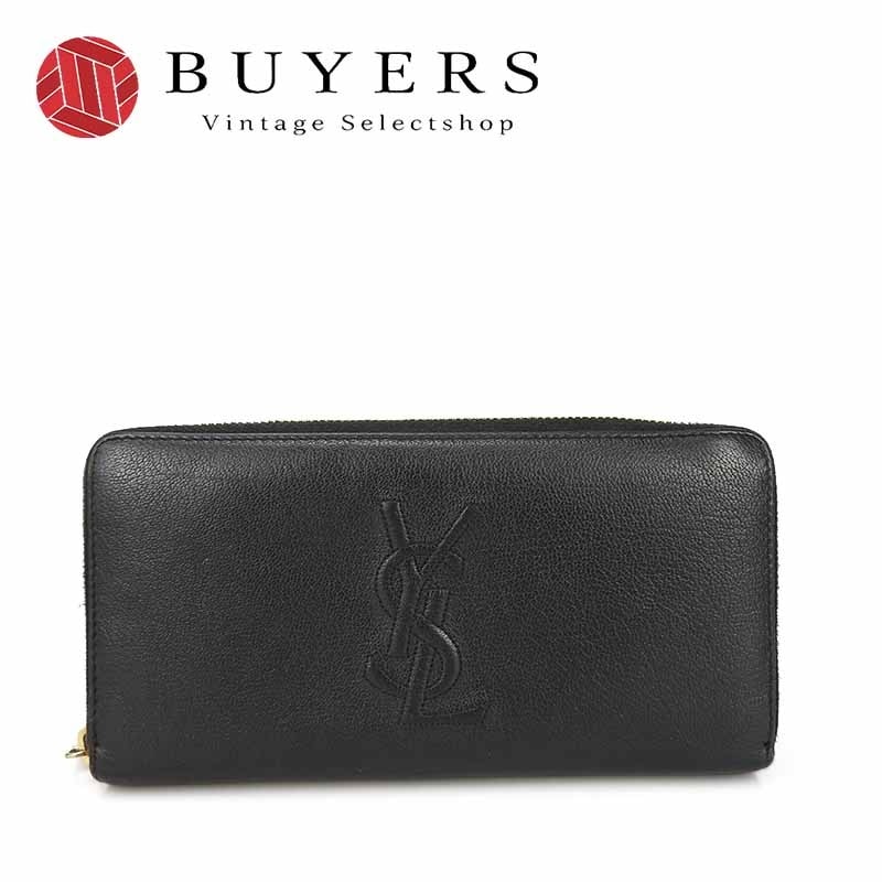 中古 SAINT LAURENT イヴサンローラン YSL 352904 ラウンドファスナー 長財布 ブラック 黒 レザー 革 女性 レディース Zip Around Long Wallet Bl
