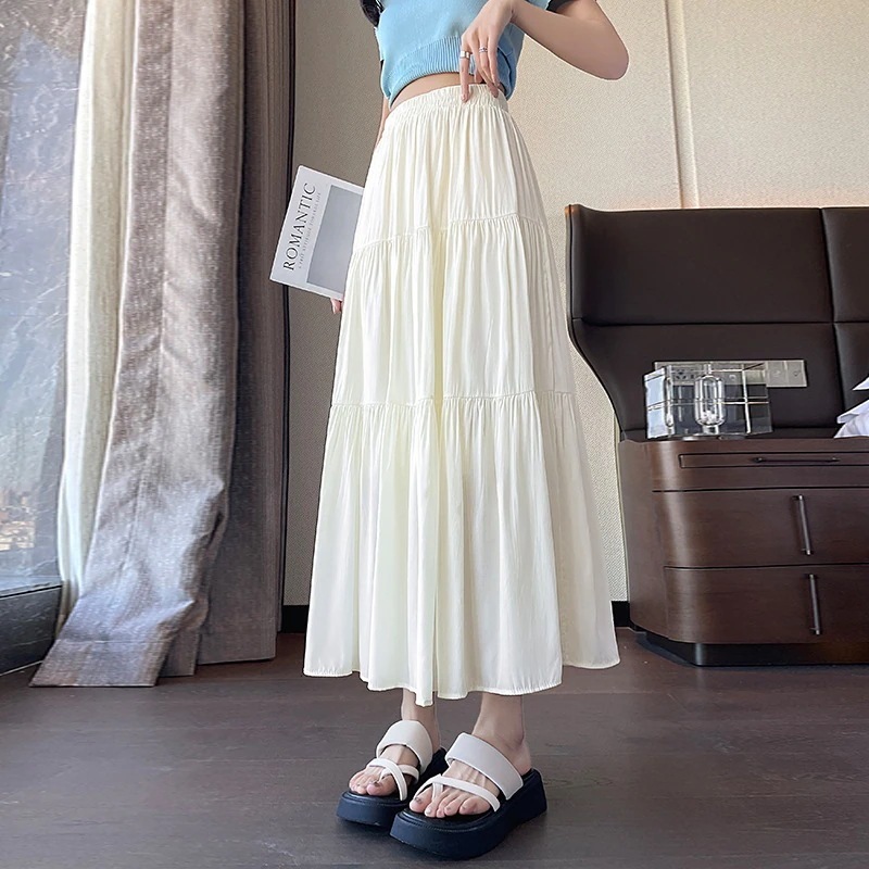 【1つ買うと10つ無料】夏の穏やかなスカートとミッドレングスのハイウエストの小さなケーキスカート