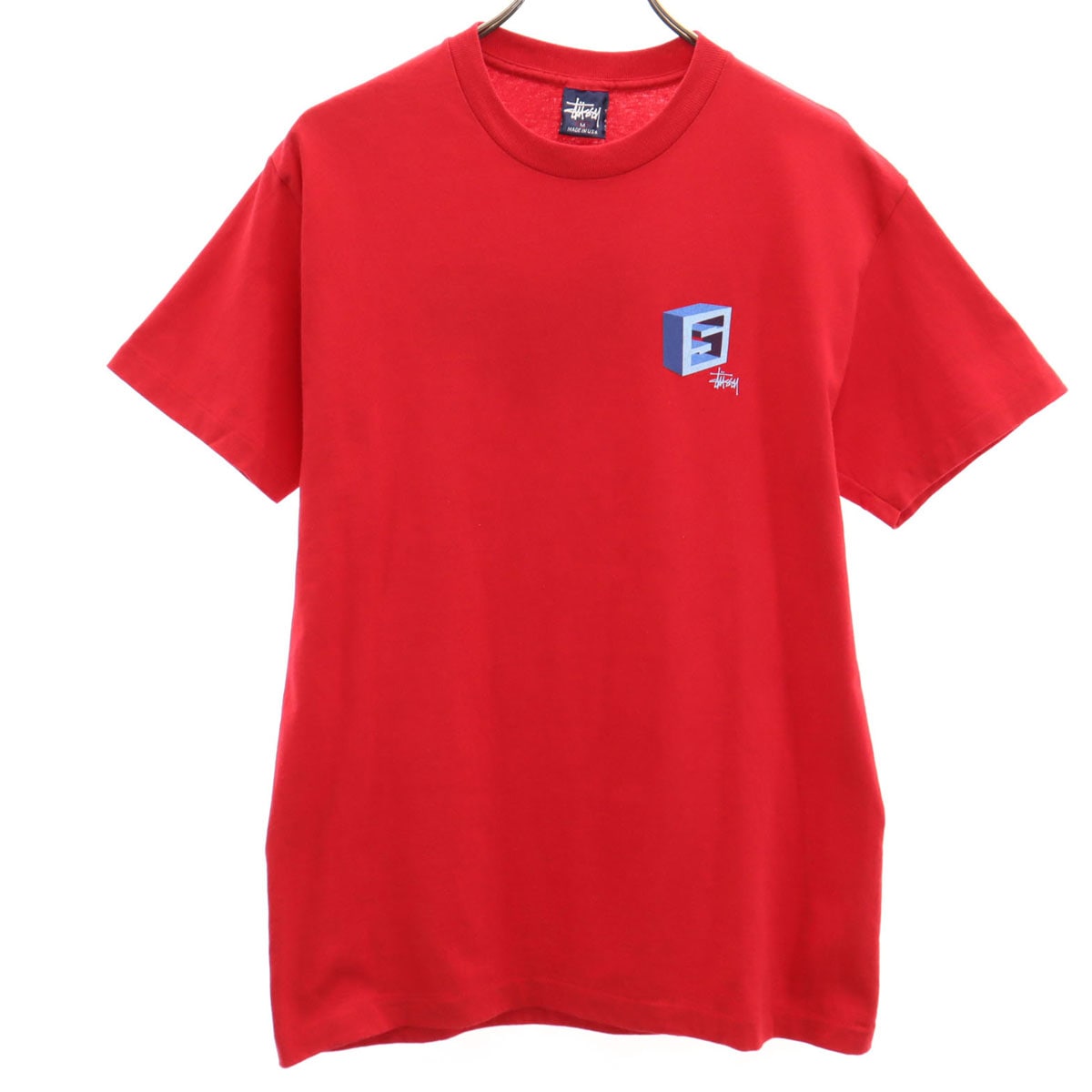 90s USA製 オールド 紺タグ 半袖 シングルステッチ Tシャツ M レッド メンズ 古着