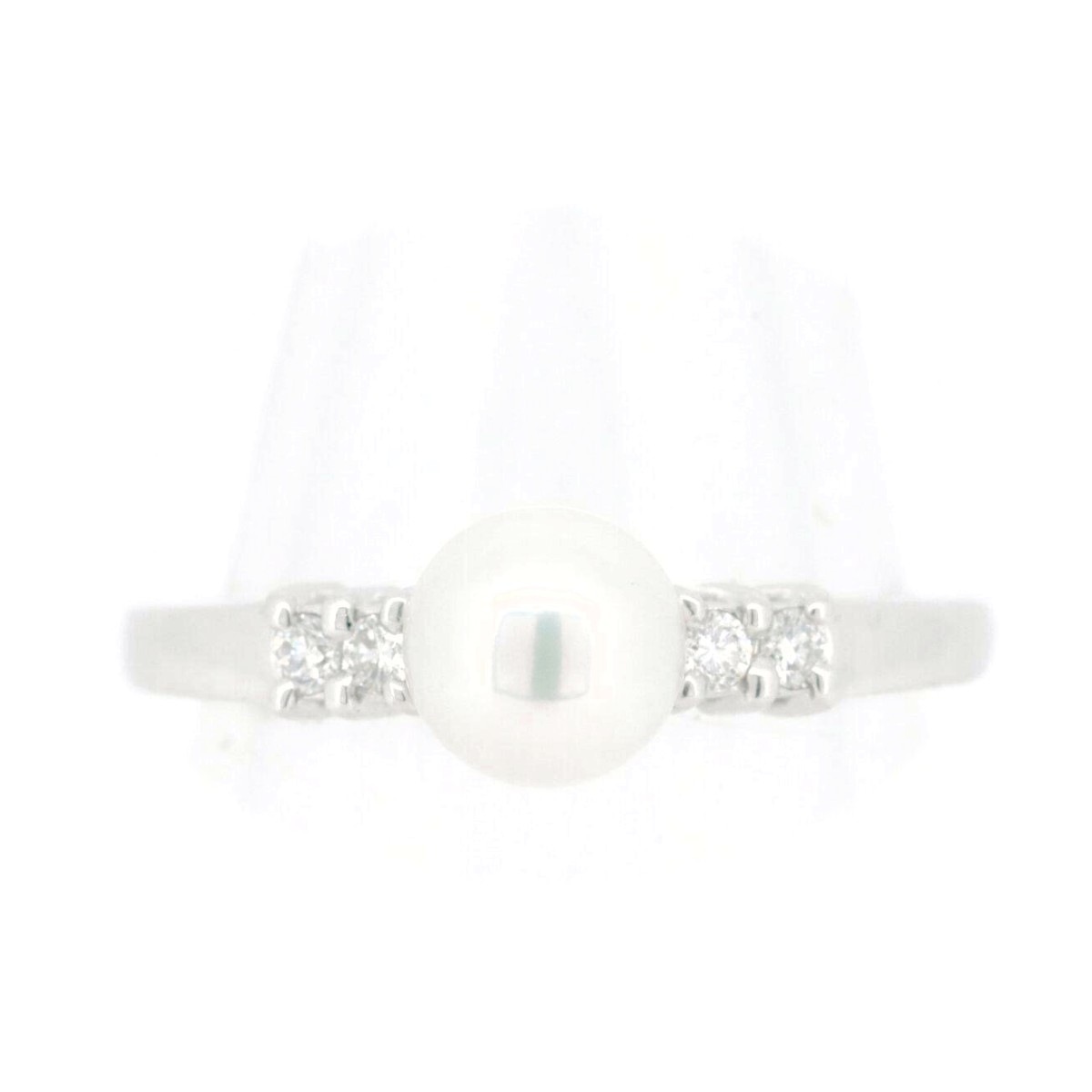 パール　ダイヤモンド リング 指輪 5.8ミリ 8号 K18WG(18金 ホワイトゴールド) 質屋出品