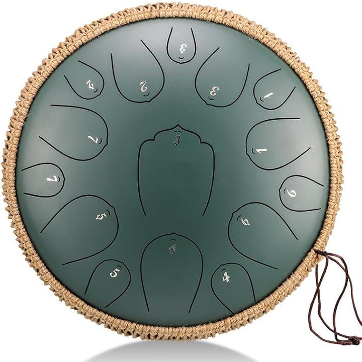 スリットドラム 音色に合わせたジブリ楽譜付き タングドラム収納バッグ付き(グリーン, 13インチ15音)