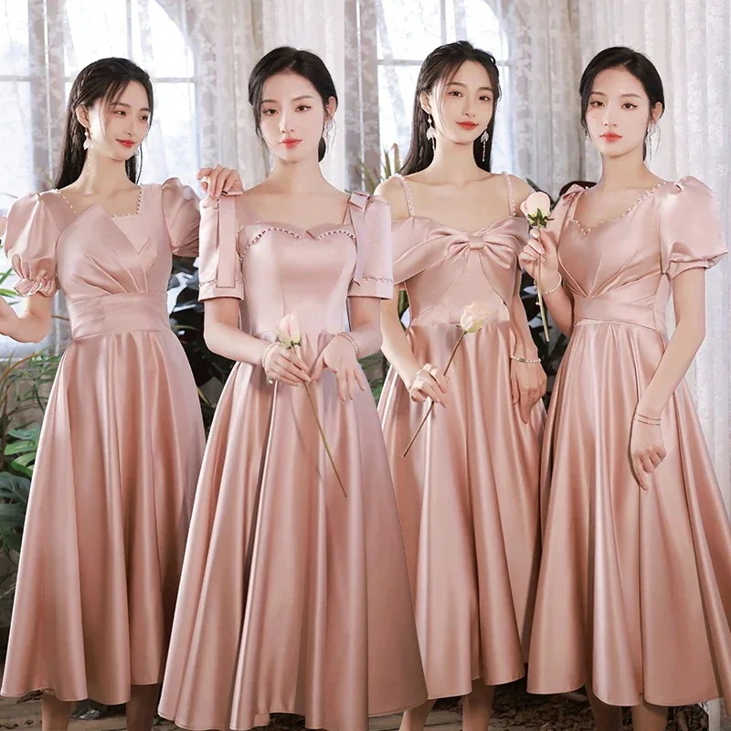 14 フォーマルドレス 結婚式ワンピース 【縁喜】花嫁ロングドレスブライズメイド メガ割 ドレス Vネック 同窓会 お揃いドレス 母親 体型カバー パーティードレス グレー