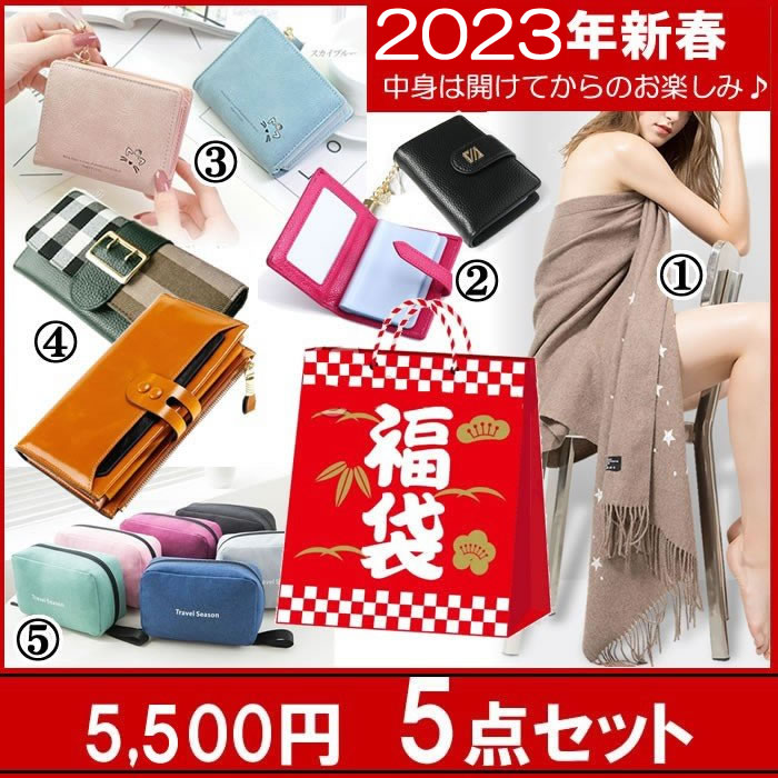 福袋　2023 豪華 5点セット マフラー 財布 ポーチ 忘年会 新年会 誕生日プレゼント ギフト