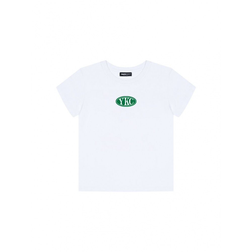 ユースクルーYK YKC オーバルクロップTシャツホワイト
