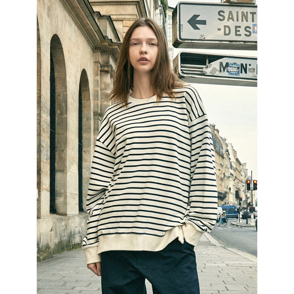FLUKEフルークストライプスリットマンツーマンTシャツFMT3071 2color W
