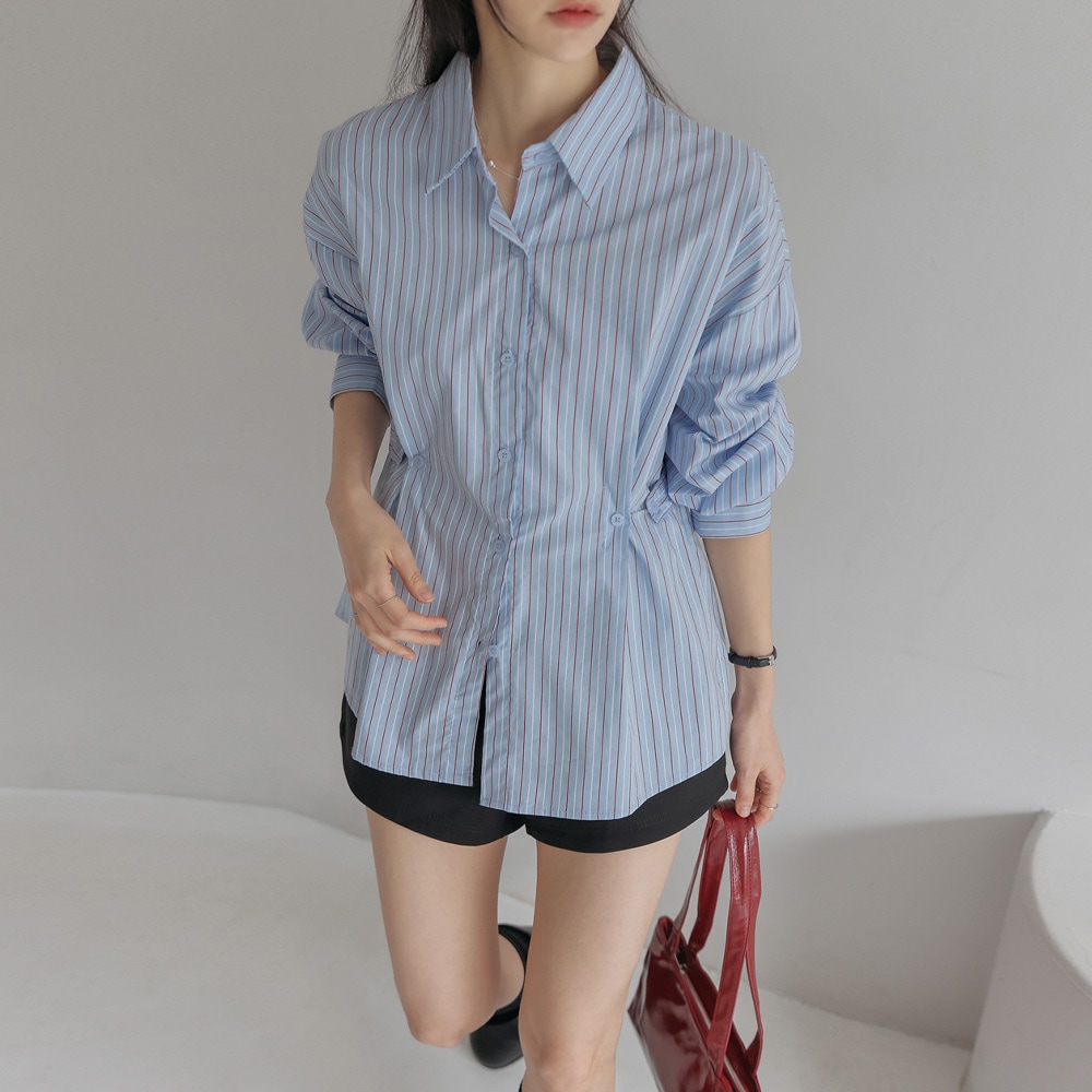 レオンプピンタックサイドボタンシャツ - 2タイプ