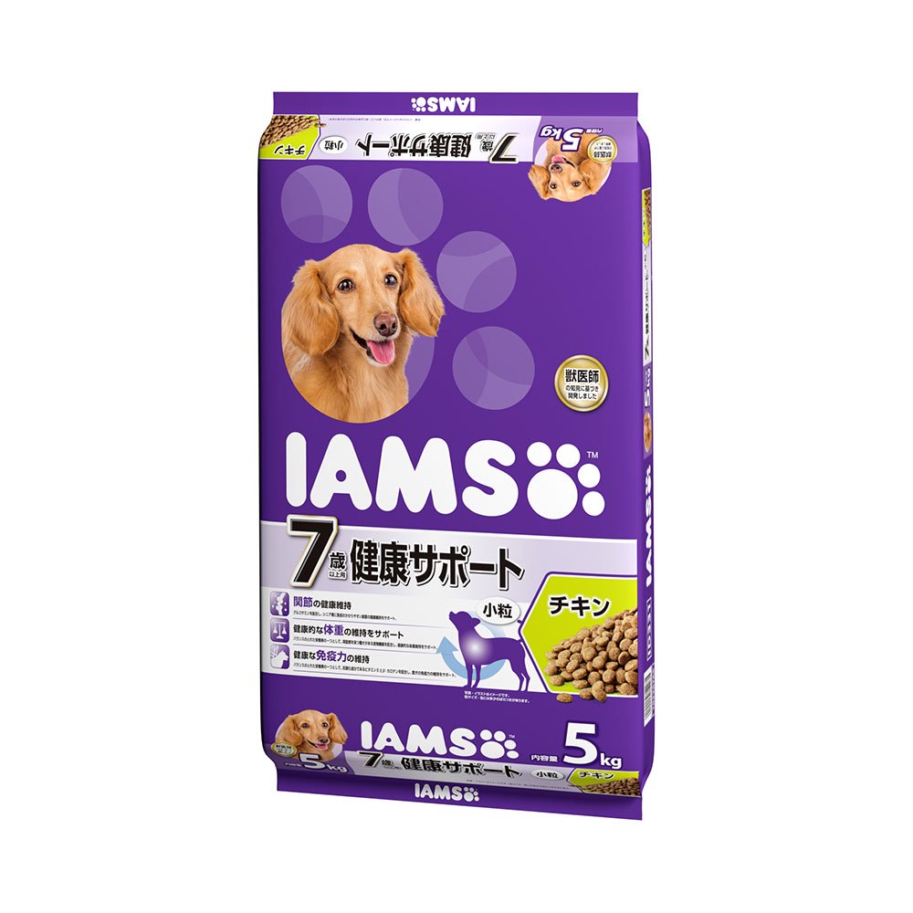 ドッグフード　７歳以上用　健康サポート　チキン　小粒　５ｋｇ　正規品　ＩＡＭＳ　高齢犬用　お一人様４点限り　ＣＲＣ45―05―40―01―30
