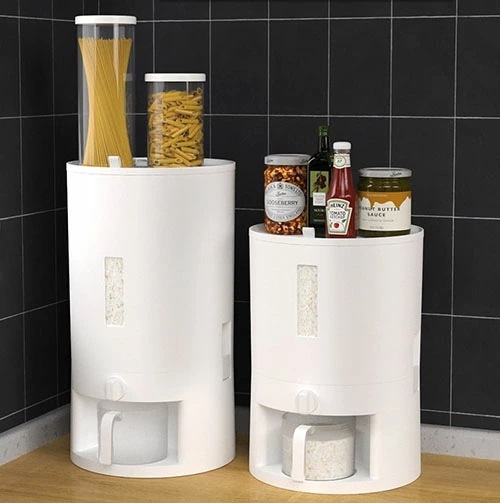 米びつ 11kg お米収納 おしゃれ キッチン用品 キッチン収納 保存容器 ライスボックス プラスチック ホワイト ブルー 大豆 小豆 リョクトウ 楽天海外通販