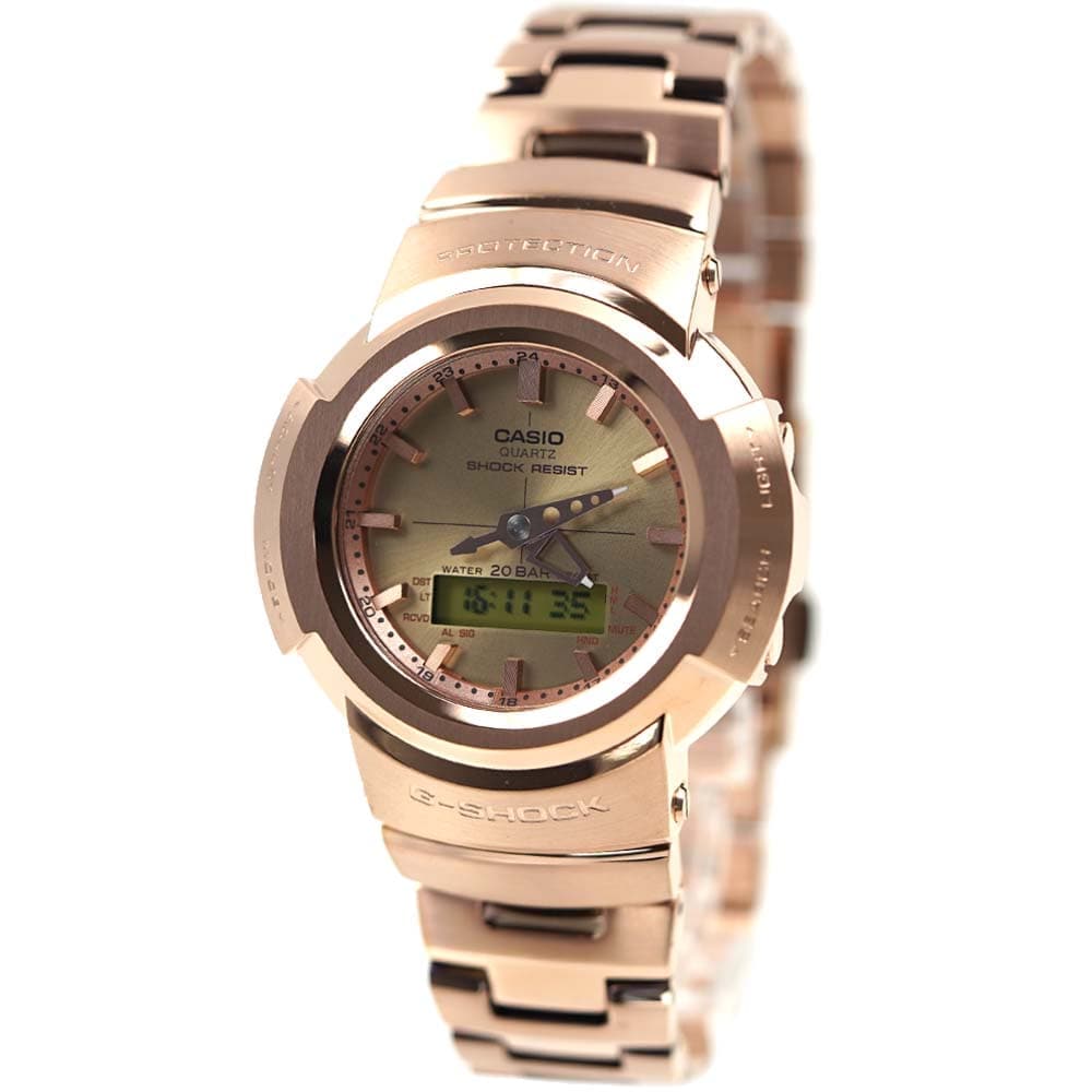 [訳ありアウトレット/箱] Gショック カシオ 腕時計 メンズ 時計 アナログ デジタル 日付 カレンダー 電波 ソーラー ローズゴールド G-SHOCK CASIO AWM-500GD-4A