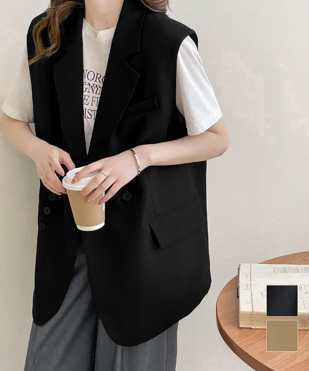 国内即納 テーラードベスト レディースジレ 韓国風 2LASA-001