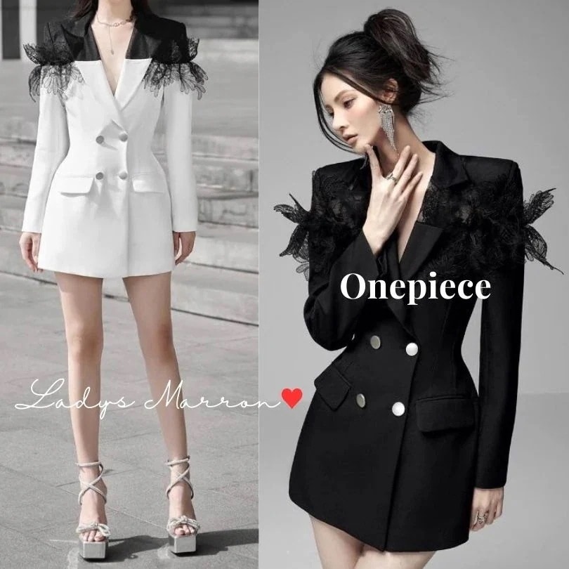 【急速出荷 2026年新作】ジャケットワンピース ジャケットミニワンピース ジャケット レディース 白ジャケット 衣装 黒ジャケット 個性的ワンピース ワンピース ミニワンピース 韓国 無地 Vネック