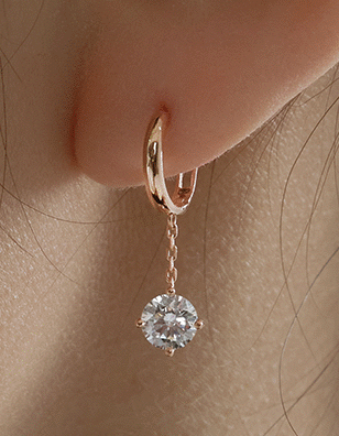 14k post リーズ ドロップ ワンタッチ リングピアス