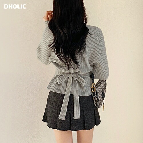 [メガ割りSALE]リブラップニットカーディガン