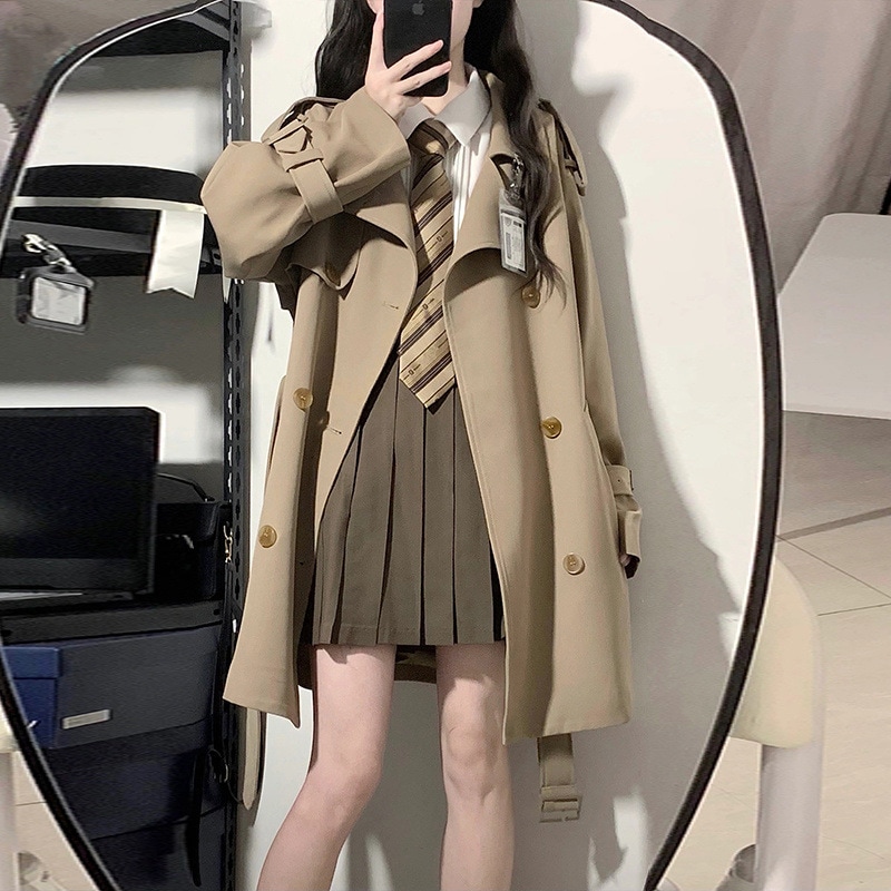 2025中長の多目的JKウインドブレーカージャケット女性用春と秋の新しいショートコート小さな学生用