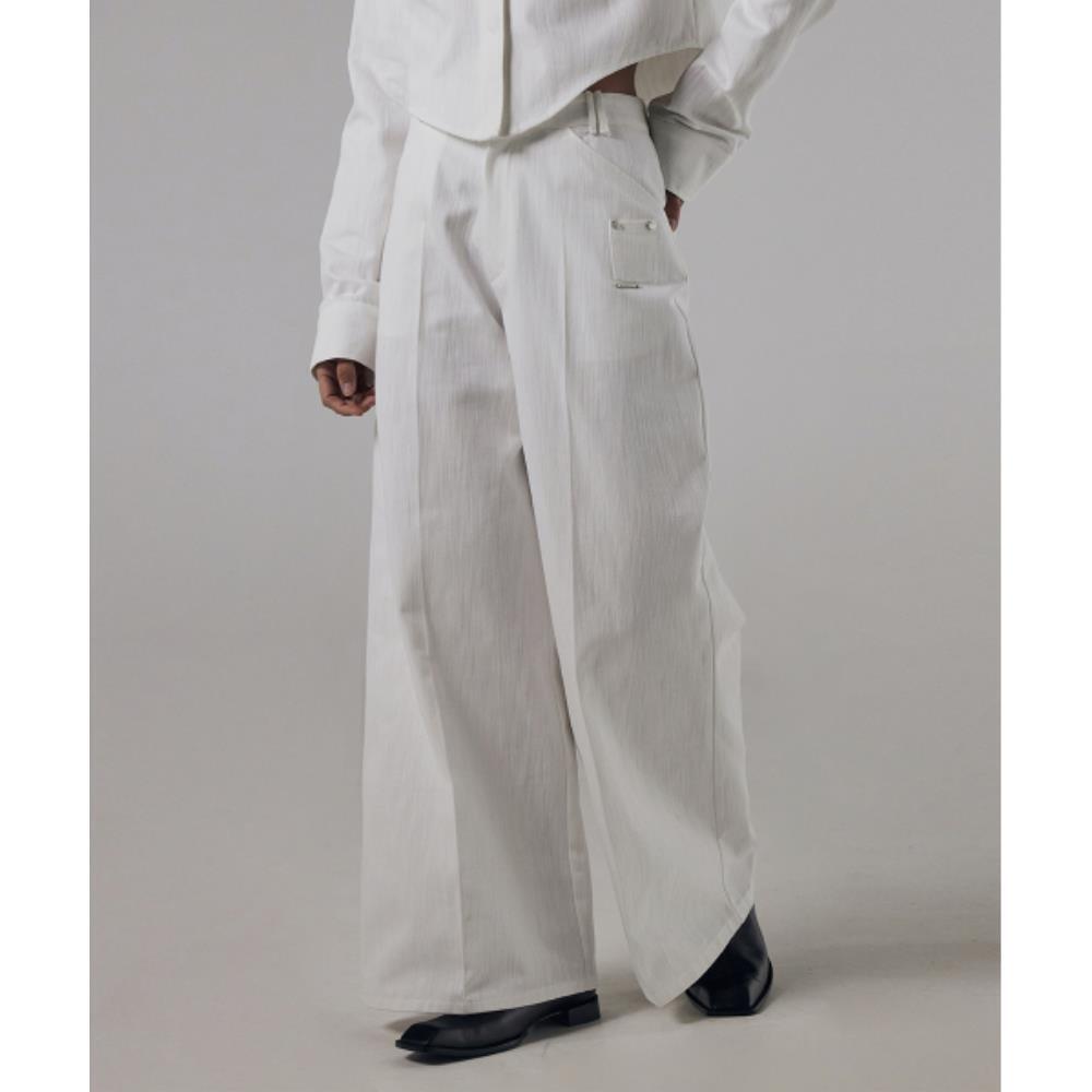 TREEMINGBIRD Small Pocket Denim Setup Pants White TMB2