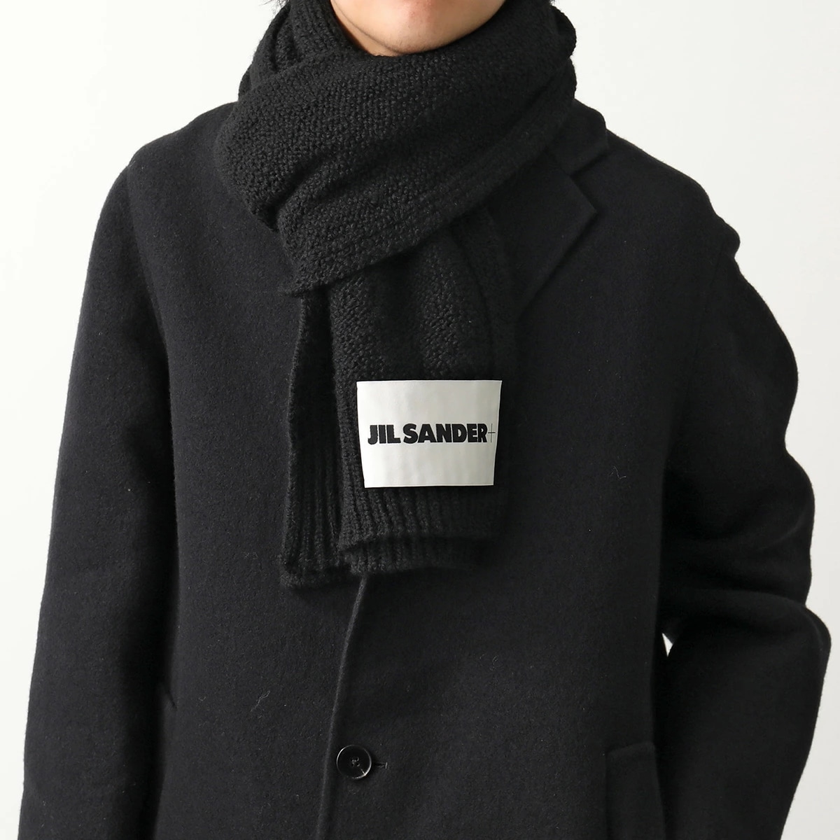 JIL SANDER+ ジルサンダー プラス マフラー J47ZZ0122 J14732 メンズ ウール ニット ロゴ 001/BLACK