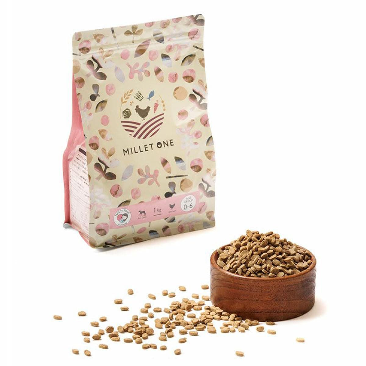 ミレワン 国産 ドッグフード 便臭・涙やけにお悩みの方へ 0歳 パピー 子犬・成犬用 総合栄養食 全犬種対応 小型/中型/大型犬 オイルフリー 乳酸菌 ヒューマングレード 1kg