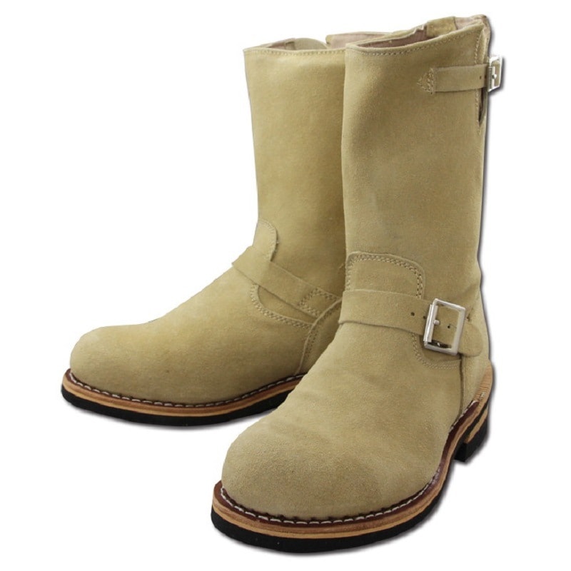 エンジニアブーツ レディース メンズ 秋冬 ヒールあり トゥ付き 本革 スエード 黒