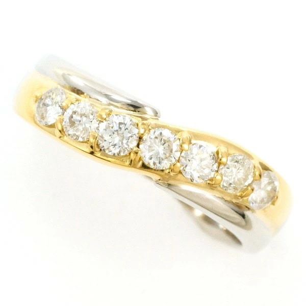 PT900 プラチナ K18YG リング 12号 ダイヤ 0.5 カード鑑別書 ジュエリー 中古