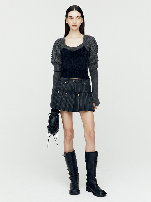 ADSB ANDERSSON BELL for WOMEN STRIPE WOOL SKORT apa761w(BLACK) 韓国の人気ファッションブランド