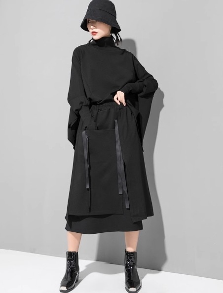 レディース スカート 膝下 ミモレ ストレート リボン ウエストゴム きれいめ 上品 おしゃれ かっこいい こなれ感 ラフ メンズライク マニッシュ ボーイッシュ クール モード系 エレガント 6,698円