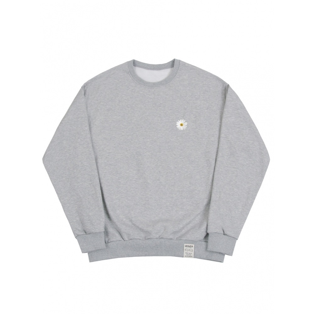 GRAVER スモールデイジーフラワー ロゴスマイルマンツーマングレー