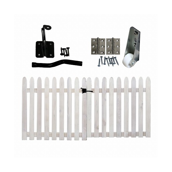 住まいスタイル WF-HG-WHT 折り畳めるウッドフェンス142×71 ゲートセット(縦ストライプ) ホワイト メーカー直送