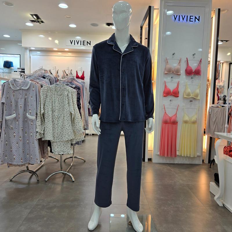 ミンク極細糸ソリッド男性パジャマセット MP8876A