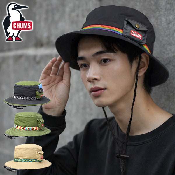 日本正規品 帽子 メンズ レディース ブランド ハット メッシュ UV UVカット 日焼け防止 おしゃれ かわいい 紐付き フェス フリーサイズ チロリアンテープ フェスハット CH05-1432