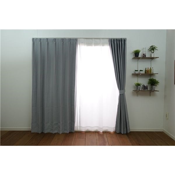 遮光カーテン 幅100cm丈178cm グレー 1枚入り 遮光2級 タッセル付き 形状記憶加工 セーラ