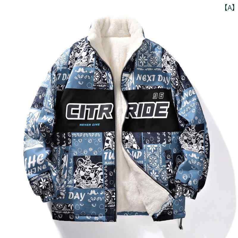 ジャケット メンズ 秋冬 アウター 大きめ サイズ コットン コート 厚手 スタンドカラー ブルー グリーン グレー ジップアップ