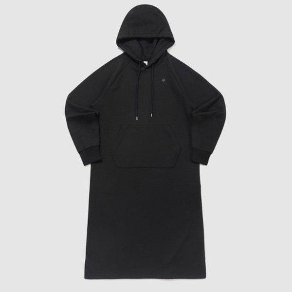 Wルーズフィットコットンフリーススパンフード付きワンピースB1 QQ422OOPO1 BLK DBG