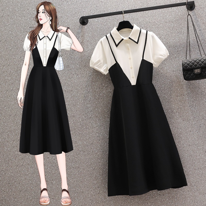 ワンピース シャツワンピース ワンピドレス 膝丈 ひざ丈 半袖 パフスリーブ Vネック 襟付き スタンドカラー フレア セミフレア 切り替えデザイン ボタン パイピング かわいい 大人可愛い きれいめ