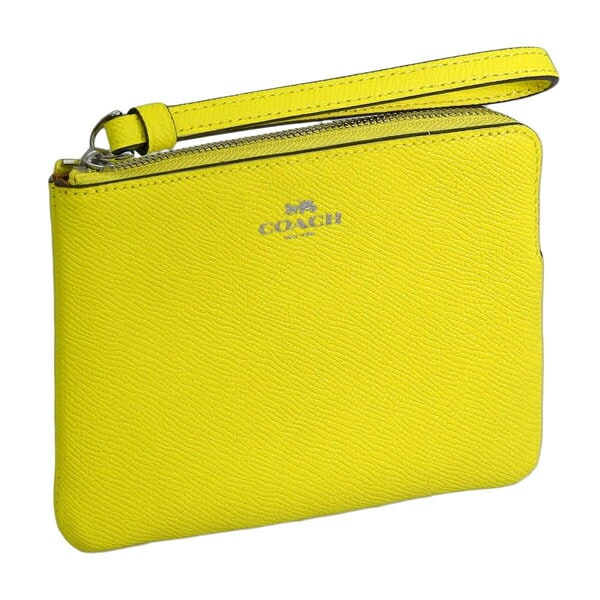 コーチ 小物 レディース ポーチ アウトレット レザー イエロー CSRN LEATHER CORNER ZIP 58032SVMBX COACH