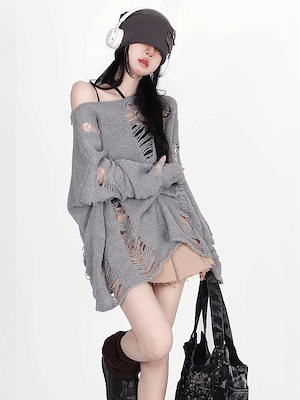 【大人気】春秋の新作 セーター レディー ゆったり アウター 透かし彫り ニットシャツ 流行り 長袖トップス