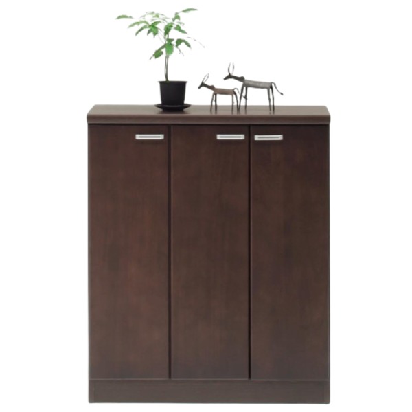 日本製 天然木 シューズＢＯＸ（ロータイプ） 78.5cm幅 ブラウン 完成品 シューズボックス 下駄箱 靴収納 玄関収納