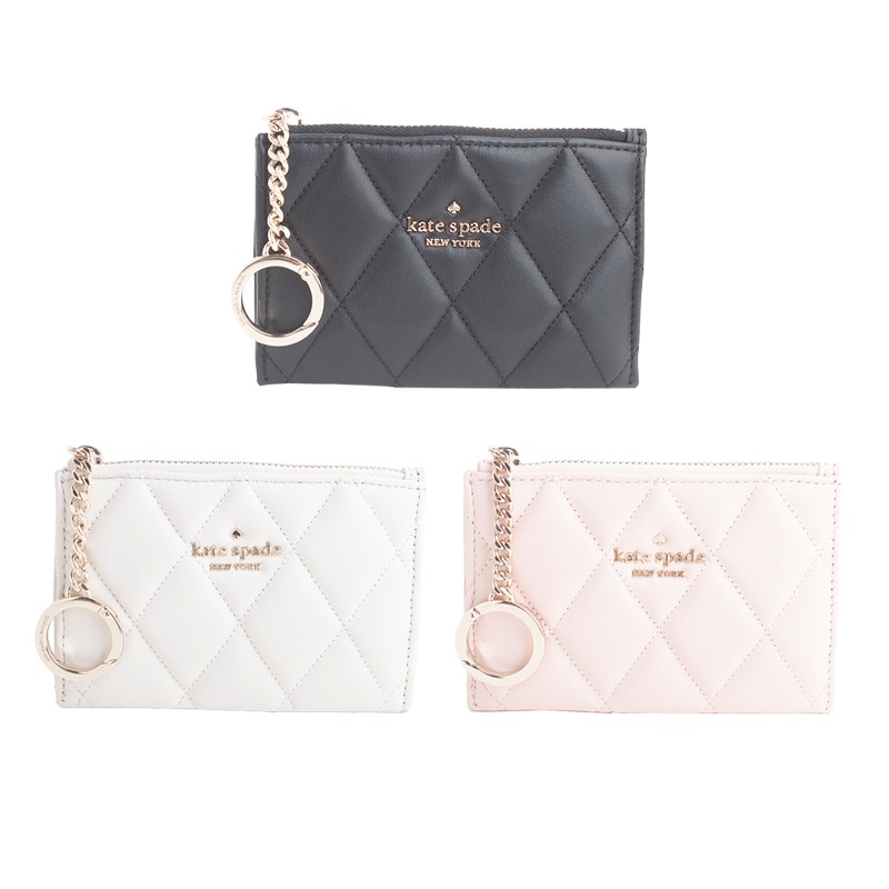 コインケース キャリー スムース キルテッド レザー スモール ジップ 小銭入れ カードケース カード ホルダー キーリング付 レディース ka598