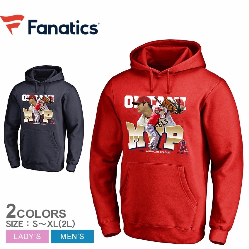 パーカー レディース メンズ 大谷翔平選手 AL MVP受賞記念 限定フォト レッド 赤 ロサンゼルス エンゼルス 野球 2023 アメリカンリーグ ウェア プルオーバー
