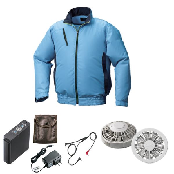 KU92010空調服 ポリ カジュアル FAN2200G/LIPRO2 ライト青xダーク紺 L