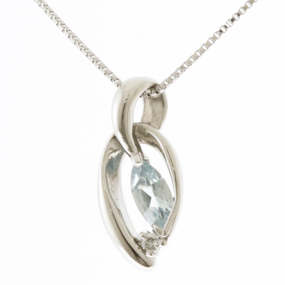 ネックレス Pt850プラチナ アクアマリン 中古 美品