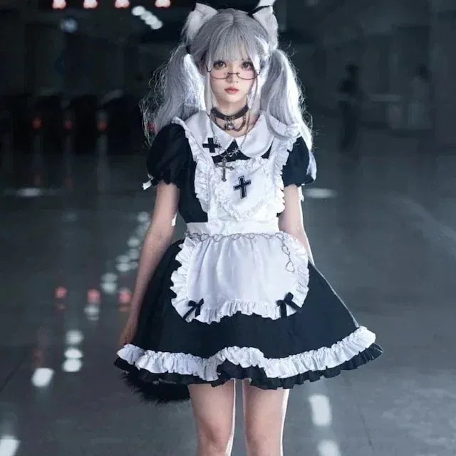 5点 セットアップ ワンピース カシャ付き ハロウィン 大人 仮装 コスム服 衣装 ガーリー 甘め 学園祭 文化祭 ファッション系 レディース セクシー型 ブラックスリーブ