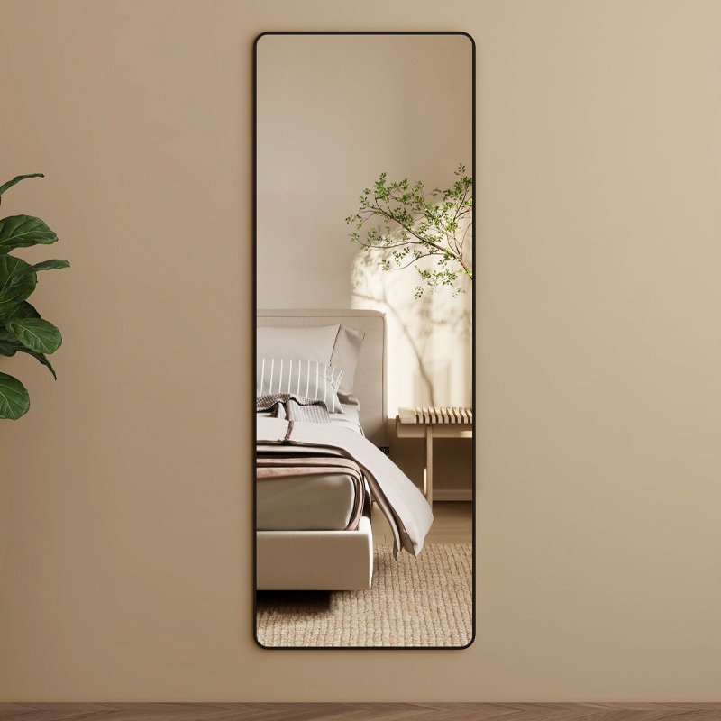 軽い豪華な家庭用フルボディミラードレッシングミラー壁に取り付けられた自己接着ベッドルーム壁掛け寮アルミニウム合金ホームフィッティングミラー 2222222